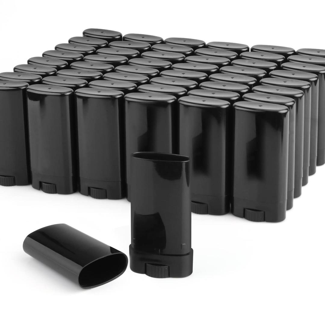 50 Pack 0.5 oz/15ml Black Sample Deodorant Container,Empty Oval Twist-Up Plastic Tubes Containers for Chapstick,Large Lip Balm,Lotion Bar Sticks,Perfume Solid Lotion,Homemade Salve,Pocket Deodarant