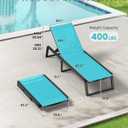 Aluminum Chaise Lounge Chair Outdoor, Foldable& No Assembly Patio Pool Lounge Chairs 5-Position Recliner for Outside, Fully Grounded Legs Sun Lounger for Poolside, Lake Blue