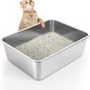 Stainless Steel Litter Box - Cat Litter Box Easy to Clean, Never Absorbs Odor, Stains, or Rusts - Silver (17.7" L x 13.5" W x 6" H)