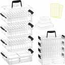 Stackable Bead Storage Organizer, 88 Small Plastic Containers with Lids, 4-Layer Clear Bead Organizer Box, 3 Sizes, Portable, for Jewelry and Crafts