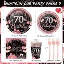 250PCS 70th Birthday Party Decorations for 50 Guests Black and Rose Gold Party Supplies for Women Include Disposable Paper Plates, Napkins, Cups, and Disposable Plastic Cutlery (70)
