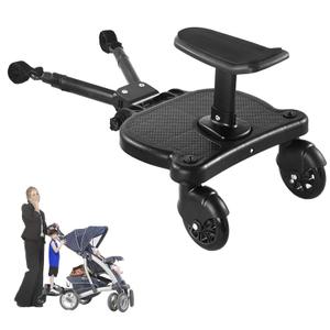 2025 New-Universal Stroller Board with Detachable Seat, 2in1 Sit and Stand Stroller Glider Board for Most Strollers, Holds Children Up to 55 LBs Stroller Standing Board (Dark Black)