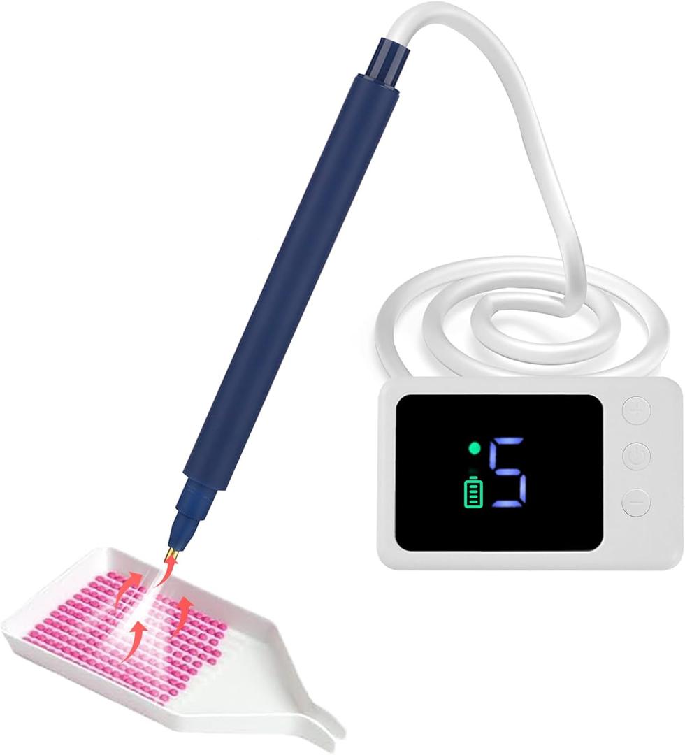 Upgraded Painter Vacuum Diamond Art Pen with Display - Adjustable Gear Settings, Ultra-Quiet Operation & 5H Built-in Battery - Advanced Diamond Painting Accessories for Adults, Diamond Art Kits Tools (Blue)