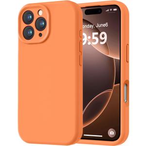 LOVE 3000 Designed for iPhone 16 Pro Case, Premium Silicone with [Soft Anti-Scratch Microfiber Lining] Shockproof Protective Phone Case for Men Women Girls 6.3", Bright Orange