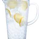 Bzyoo 74oz Clear ChillCraft Water Jug, BPA-Free Pitcher with Lid, Hammered Glass-Style Durable Plastic, Ripple Effect Design, Easy-Pour Spout, Ideal for Orange Juice, Iced Tea, Infused Waters