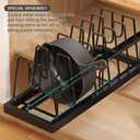 Magheo Pots and Pans Organizer Under Cabinet, 22" Deep Expandable Pull Out Pot Lid Organizer and Storage with 10 Adjustable Dividers No Drill Pot and Pan Holder Rack with Handle Bracket(1 Pack,Black)