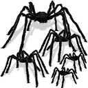 JOYIN 5 Packs Halloween Decorations Outdoor Giant Spiders, Large Black Hairy Spider Set with Different Size for Halloween Outside Decor, Lawn, Yard, Indoor Decor(35", 30", 24", 20", 12")