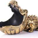 oliruim Alligator Statue Key Bowl, Fun Animal Statue Candy Dish for Entryway Decorative Bowl, Office Candy Dish, Big Mouth Sculpture Home Living Room Trinket Container Storage Box (Gold)
