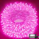100FT 300 LED Outdoor String Lights, Connectable Pink Valentines Lights Waterproof with 8 Modes, Plug in Twinkle Fairy Lights Clear Wire for Indoor Bedroom Home Wedding Patio Decorations