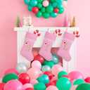 19 Inch Pink Velvet Stockings, Personalized Christmas Stocking, Embroidery Initial with White Pom Pom Trim, Holiday Fireplace Mantel & Xmas Party Decor, Letter F