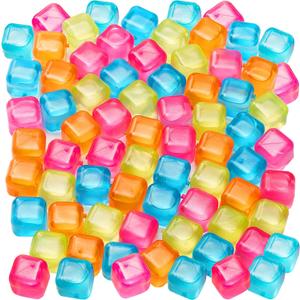 60Pcs Reusable Ice Cubes - Colorful Plastic, Non-Diluting Square Cubes for Drinks and Cocktails - Washable, Quick Frozen, BPA Free, Purified Water Filled (Multicolor)