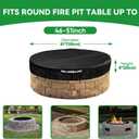 NEVERLAND Round Fire Pit Cover for In-Ground Fire Pits, 46-51 Inch Heavy Duty 600D Waterproof Outdoor Firepit Cover, Fits Built-In Stone Fire Pits, Black