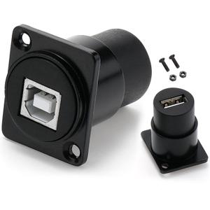 PENGLIN 2PCS USB B to A Panel Mount Connector, D Type USB 2.0 Female Feed Thru Coupler,USB B to USB 2.0 Printer Data Converter Adapter for Scanner External Hard Drive