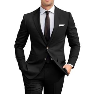 Amyox Men's Slim Fit 2 Piece Suit, Two Button Solid Suit Jacket Pants Set, Wedding Prom Suit Size XS