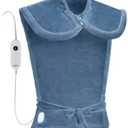 Evajoy Electric Heating Pad for Back Pain Relief, 27”×35” Extra Large Heating Pads for Neck Shoulders Spine and Legs, 6 Heating Levels and 2H Auto-Off Timer, Machine Washable, Flannel Surface, Blue