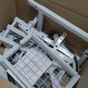 Garbuildman Ground Mount Garden Hose Reel Holds 125 Feet of 5/8-Inch with 3.9 ft Leader Hose, Brass Fitting, Water Hose Holder Stand with Storage Rack & 4 Spikes Base for Outdoor Lawn, White