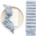 Ling's Moment Luxury Cloth Wedding Napkins - 19x19 Inch Reusable Cheesecloth Linen Napkins for Wedding Reception, Bridal Shower, Dinner Table - Washable, Durable (Set of 10), [Dusty Blue]