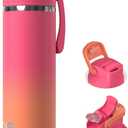OISIZ Insulated Water Bottle 24 oz with 2 in 1 Spout and Straw Lid,One Click Safety Lock,100% Leakproof,Keep Cold 24H,Vacuum Stainless Steel Water Bottle for School,Travel and Sports,Dishwasher Safe