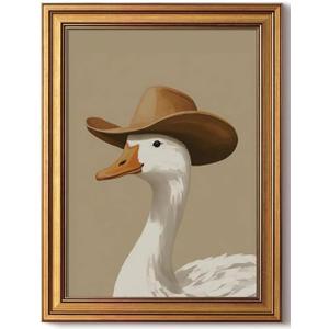 Cowboy Duck Vintage Gold Framed Wall Art 16x24 inch