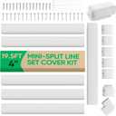 4" 19.5Ft Mini Split Line Set Cover, PVC Ductless Air Conditioner Decorative Pipe, Pump Covers, AC Line Cover Kit, for Outside Units Air Conditioners & Heat Pumps, All in One Set