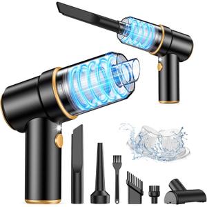 KMM Handheld Car Vacuum Cleaner, 9000PA Vacuum Cleaner & Air Duster, 120W High Power Vacuum Portable Cordless, Hand Held Vacuum Rechargeable with Multi-Nozzles & LED Light for Home, Car, Office