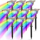 LEREKAM Solar Spot Lights Outdoor Color Changing, IP65 Garden Lights Solar Powered Waterproof with 9 Light Modes, Colored Landscape Lighting Auto On/Off, for Garden Pool Area Pond Yard, 10 Pack