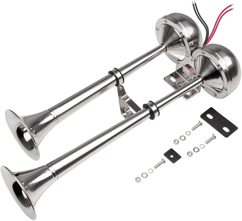 FARBIN Boat horn Waterproof Stainless Steel Dual Trumpet,Electric Horn for 12v Boats Ship Sailboat Yacht Off-Road Vehicle Truck SUV RV Vans Touring Car (Stainless steel double tube, 12V) FARBIN Boat horn Waterproof Stainless Steel Dual Trumpet,Electric Horn for 12v Boats Ship Sailboat Yacht Off-Road Vehicle Truck SUV RV Vans Touring Car (Stainless steel double tube, 12V)