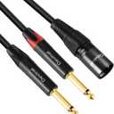 Devinal Dual 1/4 to XLR Y Splitter Cable, Double 6.35mm TS Male to XLR 3pin Male Stereo Cord, Dual Quarter inch Mono to XLR Male Plug Microphone Audio Converter Adapter 10 Feet 3m