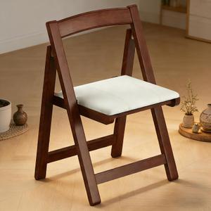 Folding Chair Wooden Stackable Folding Chairs with Cushion, 1pc Portable Foldable Chairs for Outdoor Office Events Wedding Party Restaurant Meeting Room Patio Garden Picnic Kitchen, 15.7 inches x 16.5 inches x 26 inches