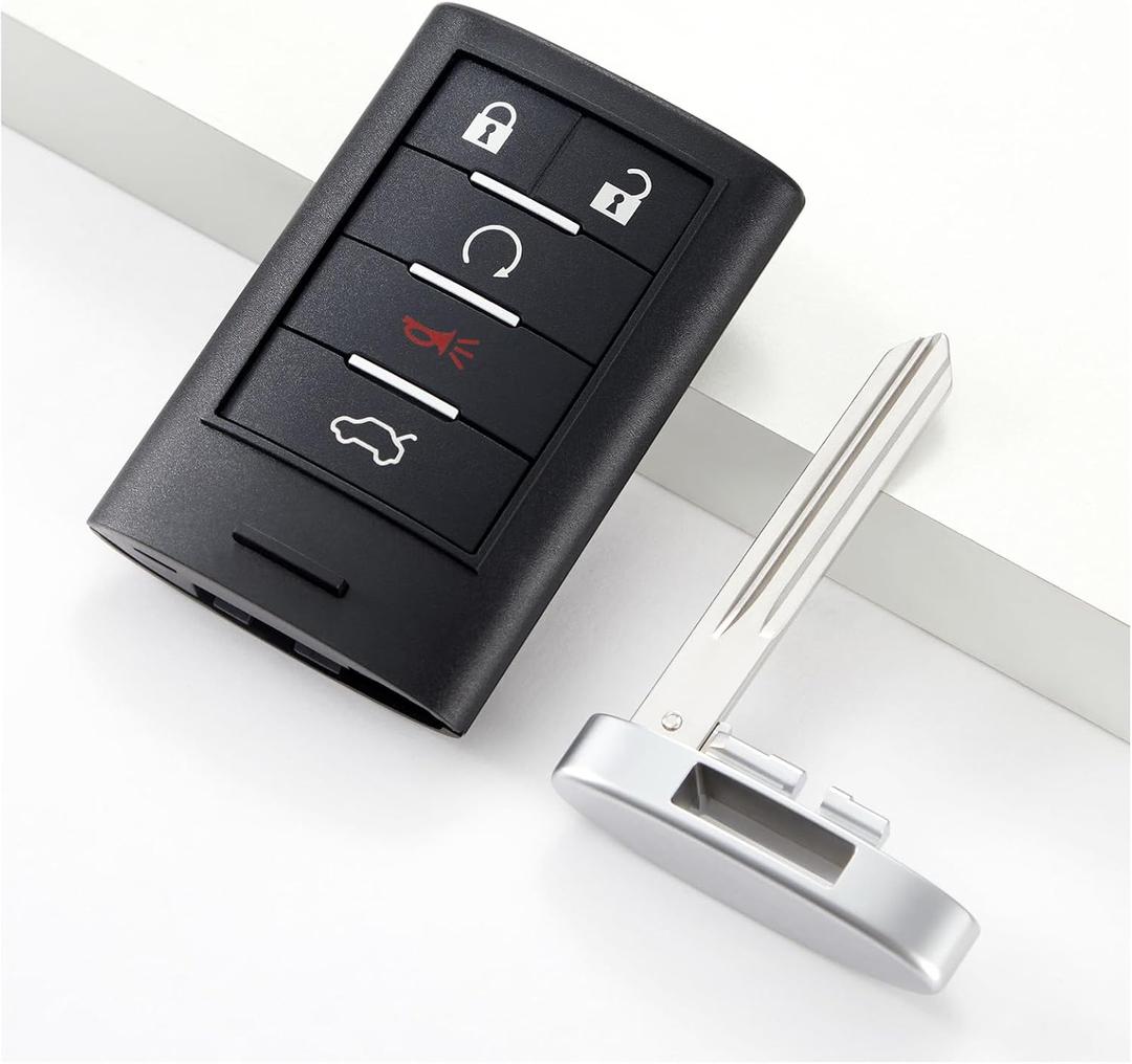 Key Fob Replacement Smart Remote Key Fob for 2008-2011 Cadillac STS, 2008-2014 Cadillac CTS, Keyless Entry Remote Control Start Proximity Smart Car Key Fobs 5 Buttons FCC ID: M3N5WY7777A (with chips)