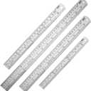 ZZTX Metal Straight Edge Ruler Set - Stainless Steel Rulers in 6, 8, 12, 16 Inch - Bulk Set of 4
