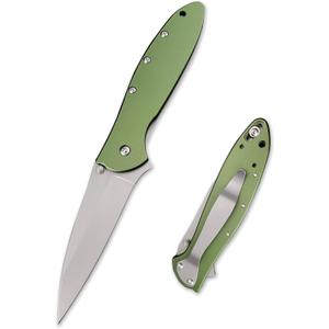 Olive Chive Folding Pocket Knife, 2.9 Inch 8Cr13Mov Manual Studs Open Blade and Aluminum Handle, Multi Tool for CampingHiking