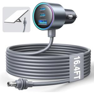Starlink Mini Car Adapter with Waterproof Cord, Starlink Mini Accessories Car Charger [Dual PD 45W & USB-A 30W] Fast Charging Cigarette Lighter Adapter for RV, Boat, Trailer (16.4FT)