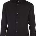 Calvin Klein boys Long Sleeve Sateen Dress Shirt, Button-down Style With Cuffs & Shirttail Hem (Black)