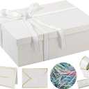 Rinrda Extra Large Gift Box 16.5x13x5.5 inches,White Gift Boxes with Lids for Presents,Perfect for Birthday,Valentine's Day,Christmas,Anniversaries,Contains Card,Ribbon,Shredded Paper Filler.