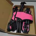 PHOEPET Reflective Dog Harness Large Breed Adjustable No Pull Vest with Handle 2 Metal Rings 3 Buckles [Easy to Put on & Take Off](L, Pink)