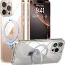 TORRAS Crystal Clear for iPhone 16 Pro Case Magnetic Stand,[Compatible with MagSafe][Flexible Stable Stand]Mil-Grade Protection Transparent Slim Anti-Yellowing Anti-Scratch Ring Kickstand 6.3", Ostand