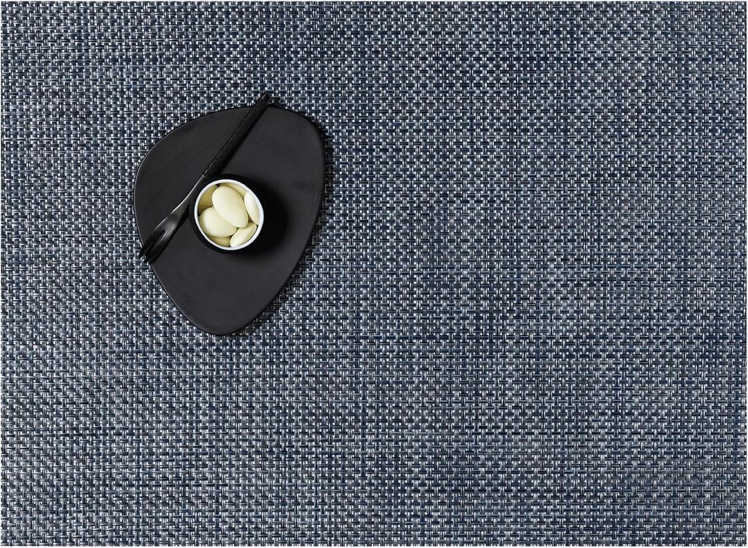 Chilewich Basketweave Placemats - Woven Placemats Set of 4 - Reusable, Stain-Resistant, Indoor/Outdoor Tabletop Protection - Denim - 14" x 19" Rectangle
