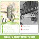 Joyhalo Rake for Leaves Adjustable 65 Inch Long, 18 Inch Wide Garden Rake with 25 Tines, Metal Leaf Rakes, Rakes for Lawns, Gathering Leaves, Weeds, Debris