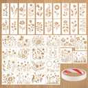 WSICSE 40 Pieces Flower Stencils for Painting, Reusable 40 Floral Designs Stencils for Drawing on Wall Decor Wood Rocks Canvas Fabric DIY Scrapbook Card Glass Pottery (36 & 4.76 Inch)