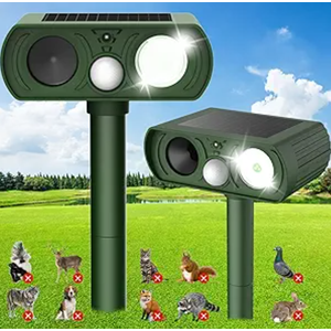 2026 Upgraded Solar Ultrasonic Animal Repellent Outdoor Deer Repellent Devices IP65 Waterproof Repeller with Motion Detection Coyote Light for Cat Rabbit Racoon Squirrel Dog Skunk Rodent,2 Pack