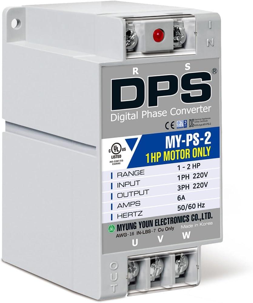 DPS 2HP My-PS-2 Used for 1HP(0.75kW) 3A Motor, Single to 3 Phase Converter, 1 DPS Must Be Used for 1 Motor Only, Input/Output 200-240V, UL Listed