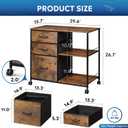 DEVAISE 3 Drawer Mobile File Cabinet, Rolling Printer Stand with Open Storage Shelf, Fabric Lateral Filing Cabinet fits A4 or Letter Size for Home Office, Rustic Brown Wood Grain Print