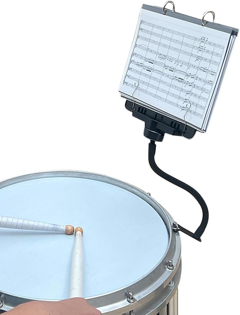 MusBoard Snare Lyre MB-SB10 - Adjustable Marching Band Lyre for Snare Drum & Bass Drum with Flip Folder, Includes 10 Double-Sided Folio Pages