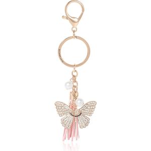 Juicy Couture Keychain Charms with Crystals or Faux Pearls, Gold-Tone Logo Keychains for Women, Juicy Gifts
