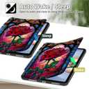 for 6" Kindle Paperwhite 10th Generation 2018 Release 360 Degree Rotating Case, PU Leather Stand Smart Flat Case with Auto Wake/Sleep for Kindle Paperwhite 2018 6 Inch PQ94WIF, Glass Rose