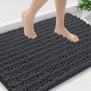 Smiry Bathroom Rugs Mat 36x24, Extra Soft Absorbent Chenille Bath Rugs, Non Slip Rubber Backing Machine Washable Quick Dry Bath Mats for Bathroom Floor, Tub, Shower, Home Decor Accessories, Dark Grey