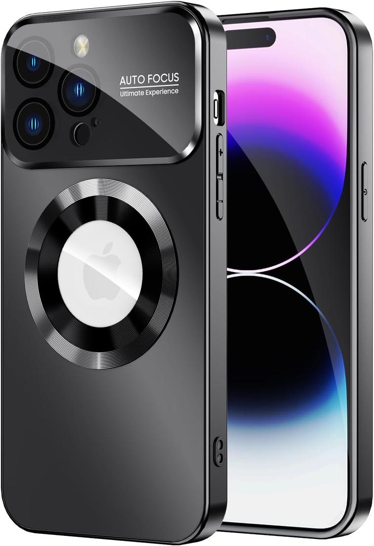 Magnetic for iPhone 14 Pro Max Case, Compatible with MagSafe, Built-in Camera Lens Protector, Logo View, Military Grade Drop Proof Phone Case Cover, Black