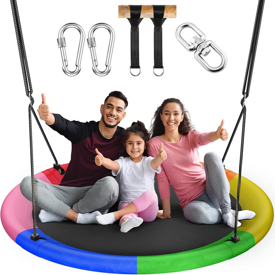 43" Saucer Tree Swing for Kids Adult, 700lbs Weight Capacity, Waterproof Flying Saucer Swing with Adjustable Hanging Straps, Swing Seats for Backyard Outdoor Indoor Playground, Six Color
