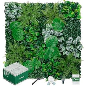 Grooy Artificial Boxwood Panels, Grass Wall Panels 16 Pack 20"x20",Privacy Hedge Fence Screen with UV Protection,Fake Greenery Backdrop for Indoor Wedding Decoration and Outdoor Garden Backyard
